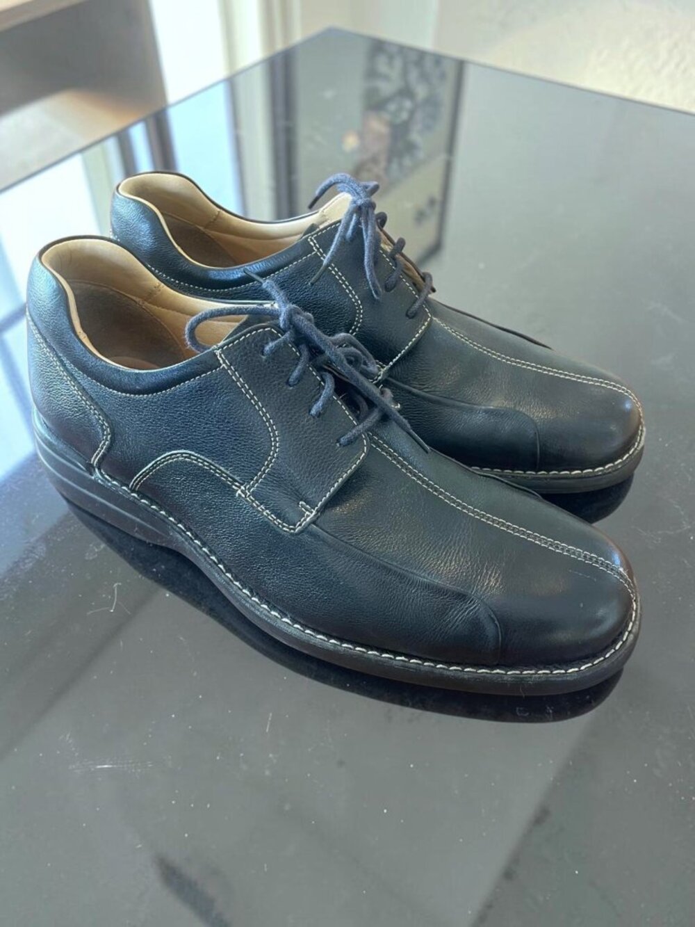 Johnston & Murphy Men's Dress Shoes Black Leather Oxford Split Toe SheepSkin 11